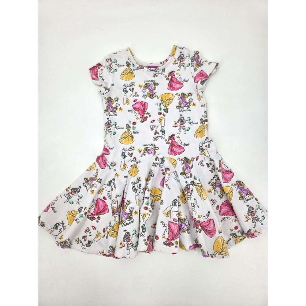 Disney Pricess White Dress With Princess Prints Size 5T